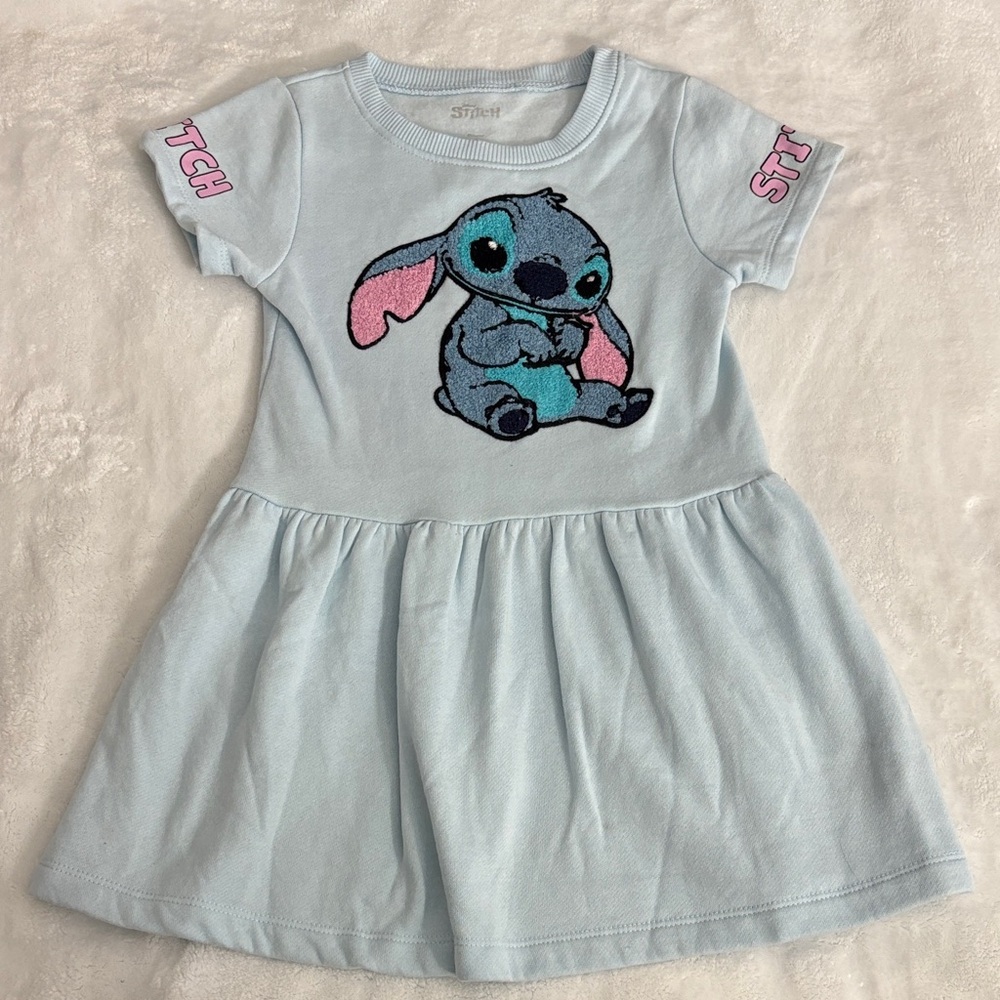 Girls' Light Blue Stitch Graphic Casual Dress - Disney Inspired